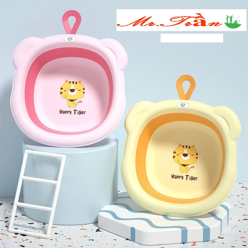 Chậu rửa mặt rửa mông happy tiger cho bé trai bé gái từ 0- 10 tuổi nhỏ gọn xinh xắn