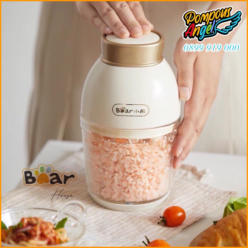 Máy xay thịt ăn dặm dao 6 cánh cối thuỷ tinh BEAR QSJ-D02Q1 dung tích 600ml - 200W - Bảo hành 12 tháng