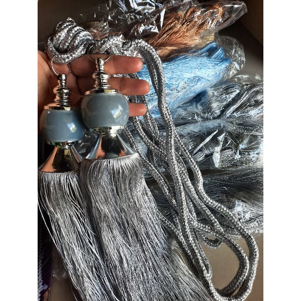 Bộ 2 dây vén rèm màu xám