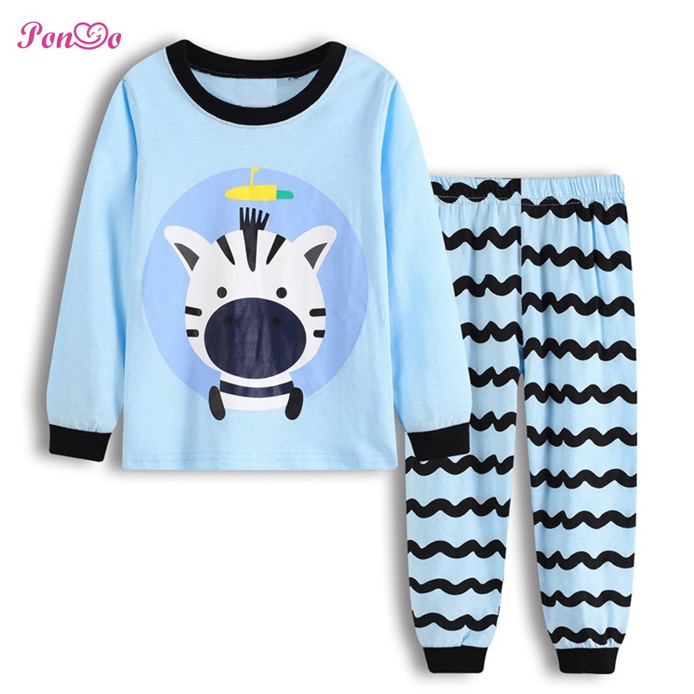 Bộ Đồ Ngủ Pijama Dài Tay In Hình Khủng Long Dễ Thương Cho Bé Trai (2-7 Tuổi)