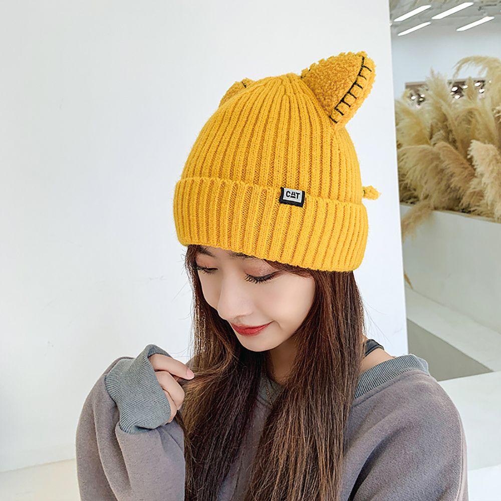 Mũ Beanie Đính Tai Mèo Hoạt Hình Lấp Lánh Thời Trang Mùa Đông Cho Cặp Đôi