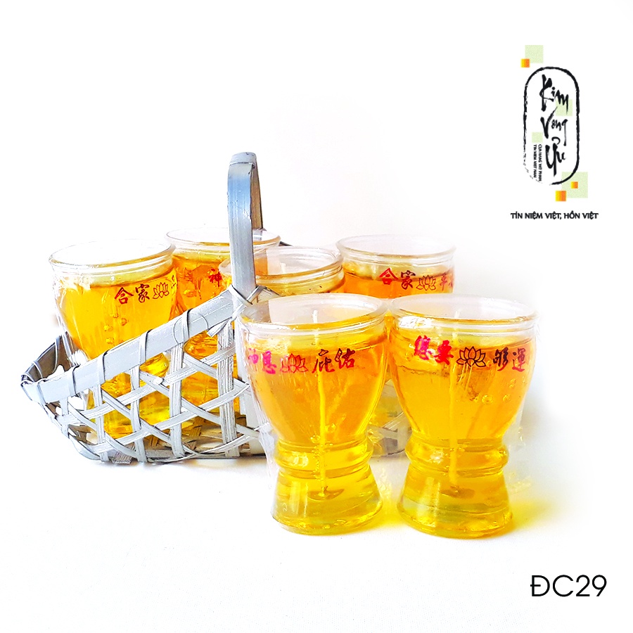 Đèn cầy ly cúng Đài Sen Vàng ĐC29  Kim Vong Uu cao 9.2 cm