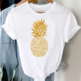 Image of Women Short Sleeve Graphic T Shirts Clothing Pineapple Beach Lovely Cute Print T-shirts Top Tee Summer Womens Shirt Female Clothes Tops T-shirt