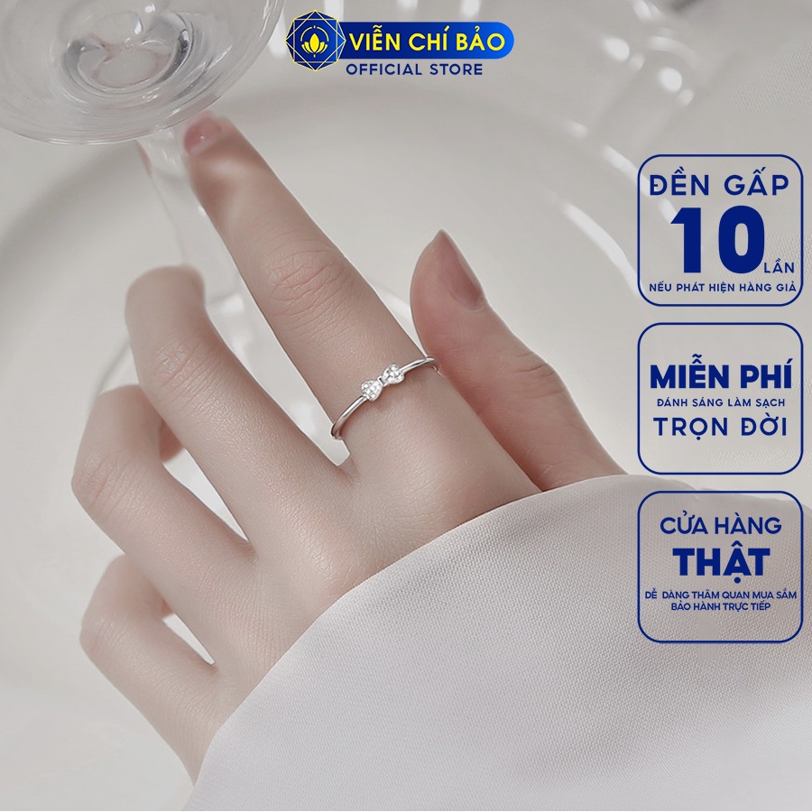 Nhẫn bạc nữ hình nơ đính đá chất liệu bạc 925 thời trang phụ kiện trang sức nữ Viễn Chí Bảo N400880