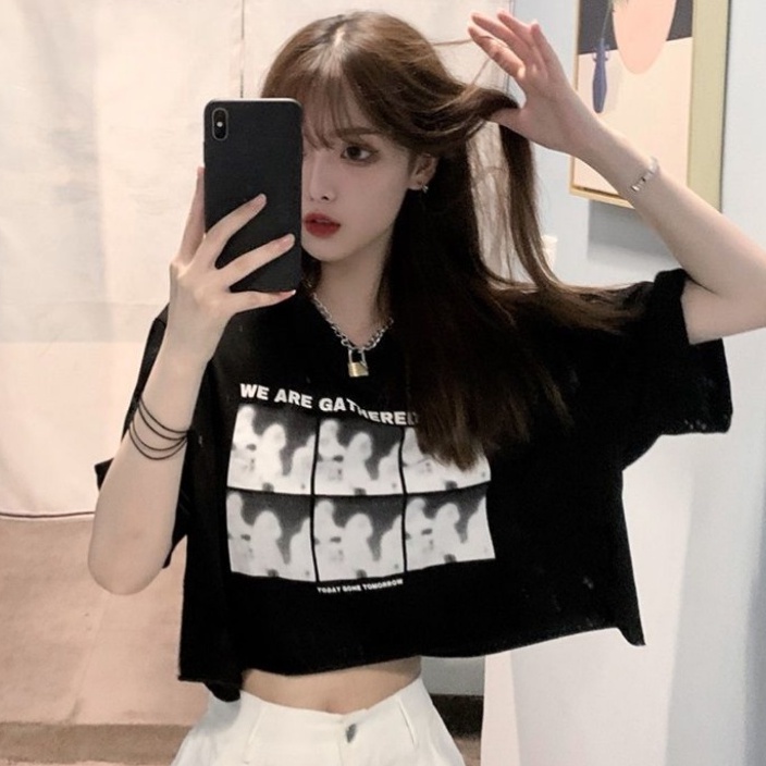 Áo Thun Nữ Crop Top Tay Ngắn Dáng Rộng Phong Cách Hàn Quốc Thời Trang Cho Áo phông Nữ TX-42