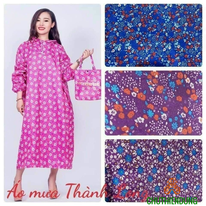 Áo Mưa Vải Dù Bít Kín Người Toàn Thân In Hoạ Tiết Cao Cấp Không Xẻ Tà