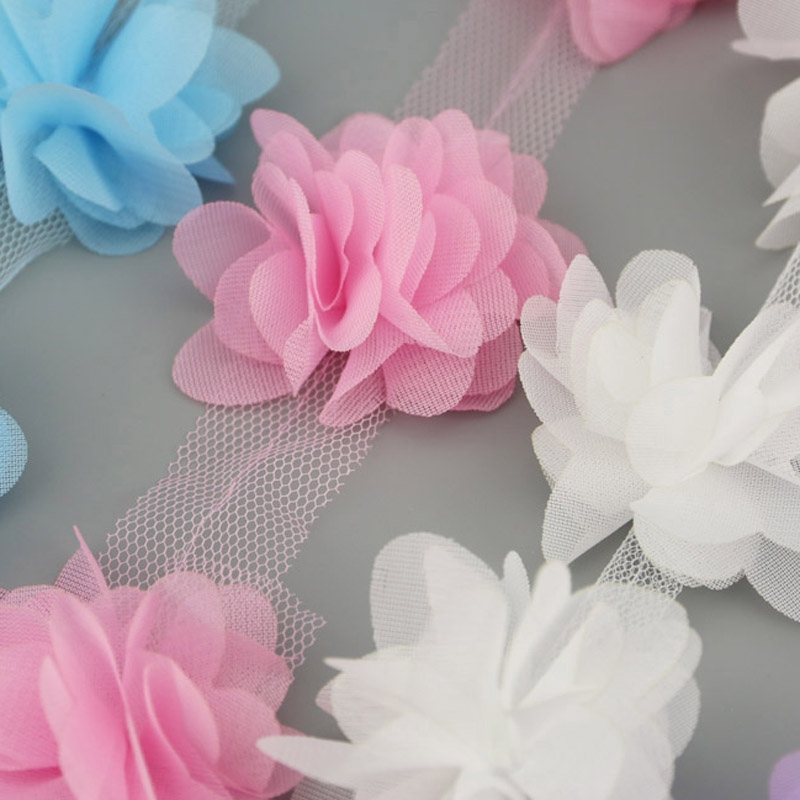 Set 60 Bông Hoa Vải Chiffon 50mm Trang Trí Tóc Cho Đám Cưới