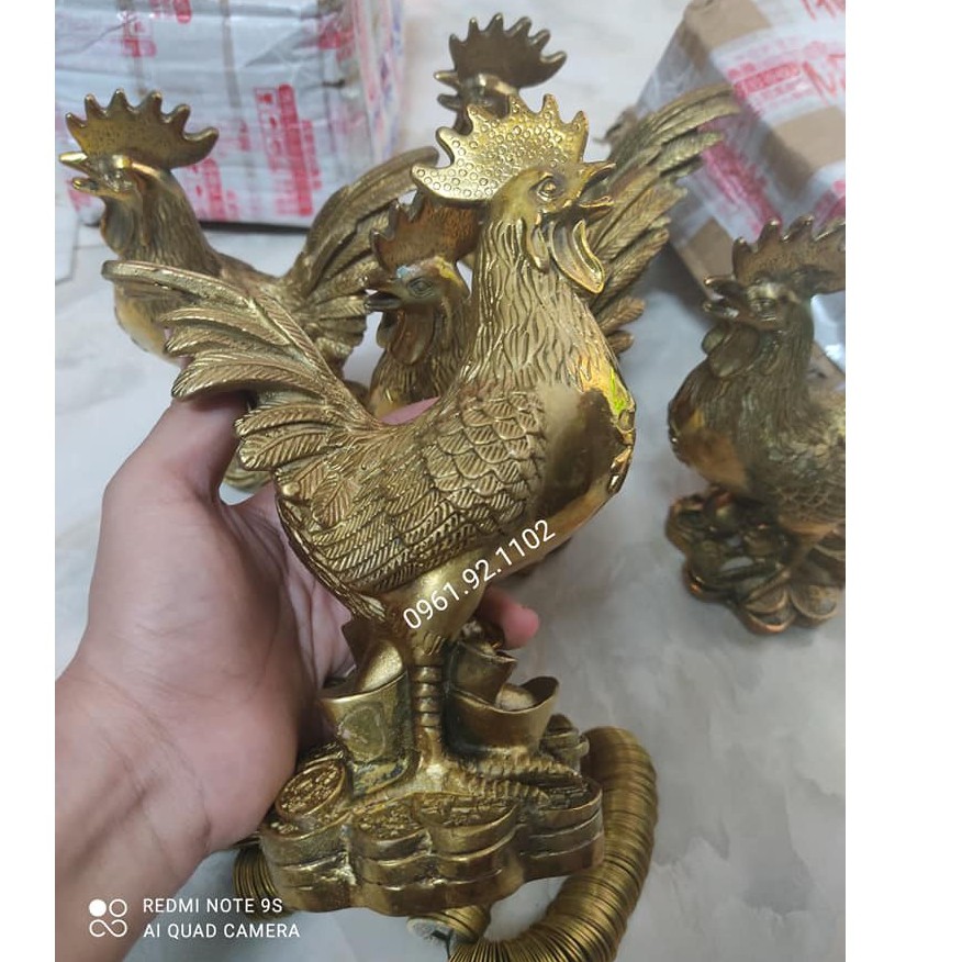 Tượng Gà Trống 17cm cỡ nhỡ bằng đồng phong thủy