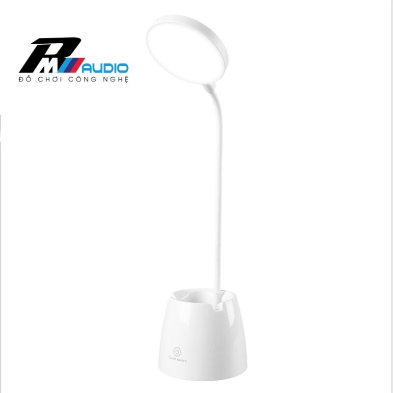 Đèn Học Để Bàn- Đèn Bàn Led Bảo Vệ Mắt, Tích Điện-3 Màu Ánh Sáng Chống Cận,Có Hộp Đựng Bút Và Giá Để Điện Thoại-BMVAUDIO