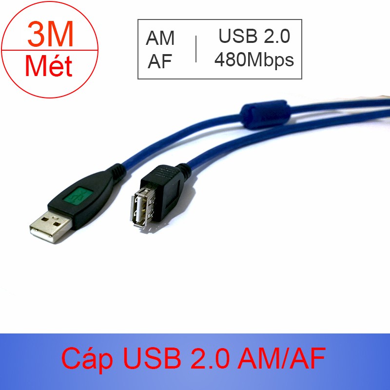 Cáp nối dài USB 2.0 3m KingMaster AMAF03001-Hãng phân phối