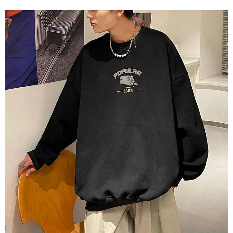 Áo sweater cổ tròn dáng rộng thời trang xuân thu cho nam