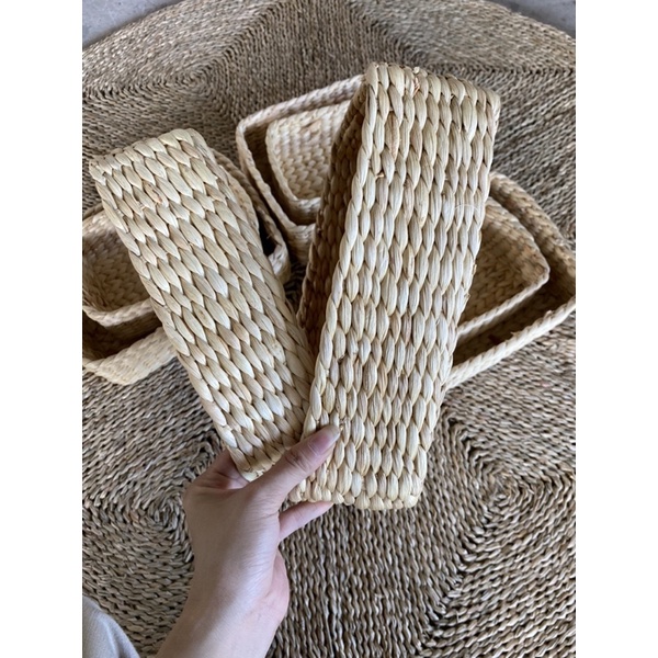 Khay lục bình ⚡ RẺ VÔ ĐỊCH ⚡ Set 2 chiếc giỏ lục bình dùng đựng đồ, trang trí decor, gia công tỉ mỉ chắc chắn