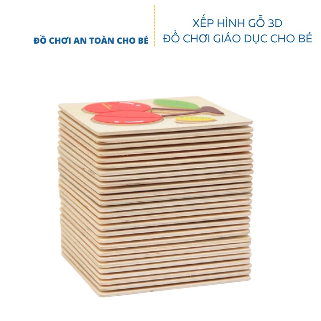 Đồ chơi 10 bộ tranh xếp hình, ghép hình lắp ráp bằng gỗ 3d in nổi thông minh phát triển trí tuệ cho bé với nhiều chủ đề