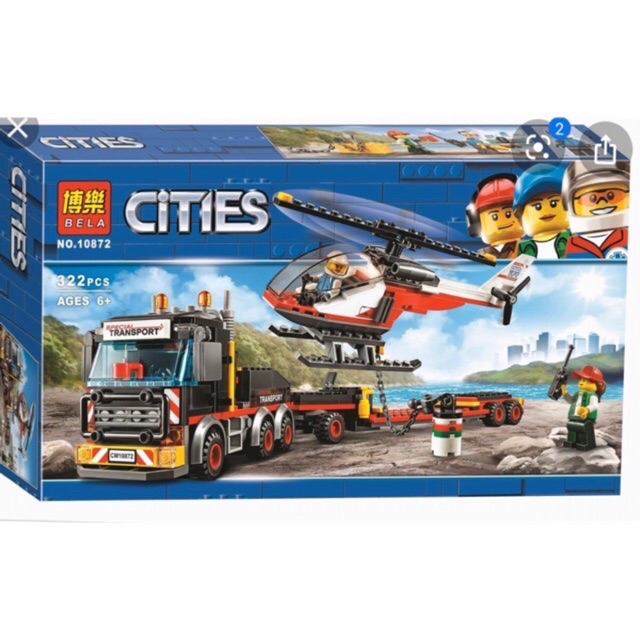 Lego City Urban lắp ráp xe ô tô bán tải chở máy bay trực thăng