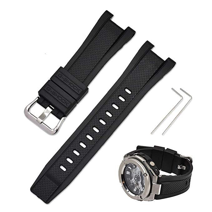 Dây đeo đồng hồ cao su Casio GST-W300 Ban nhạc đồng hồ đeo tay thay thế GST-S110 GST-W110 Gshock Watchstraps