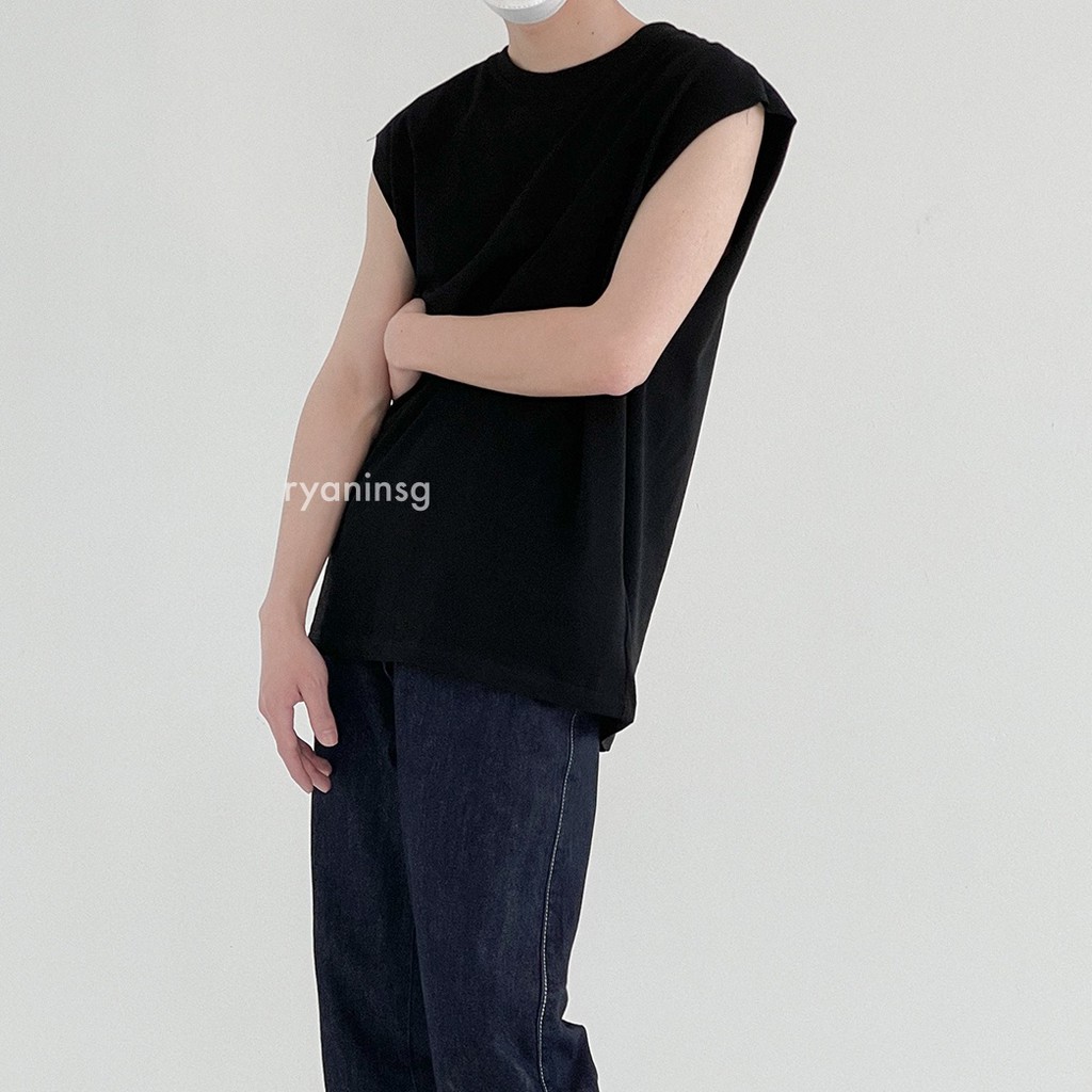 RYAN - Áo ba lỗ sát nách nam đen trơn basic áo tanktop du lịch chơi thể thao