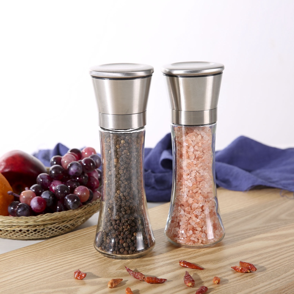 Cối xay tiêu thủy tinh nắp vặn inox xay nhuyễn tiêu giúp giữ trọn vẹn mùi hương