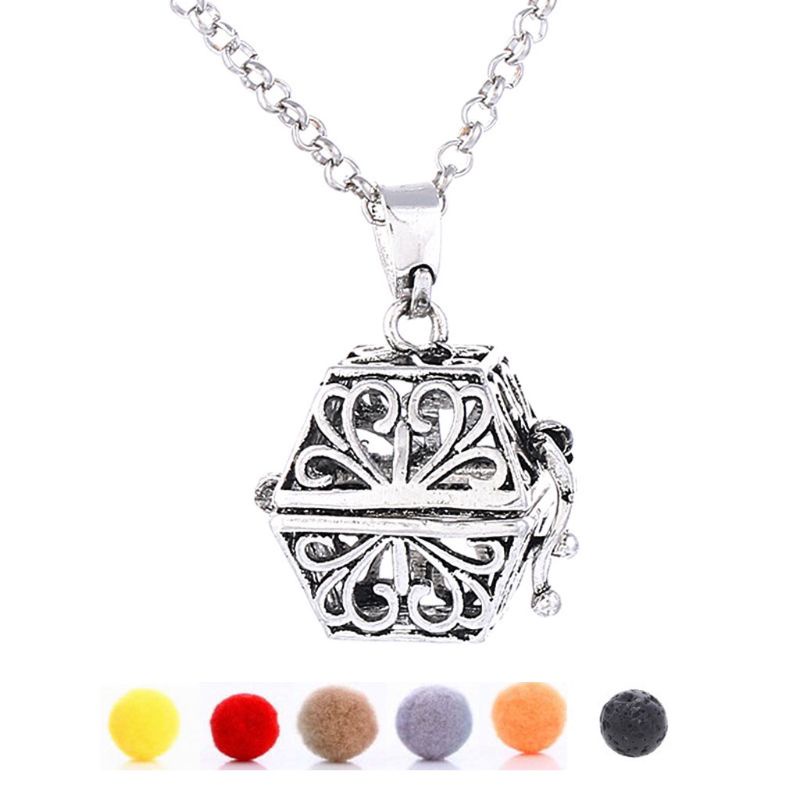 Vòng cổ Mặt Đá Nham Thạch Màu Bạc Thời Trang Cho Nữ