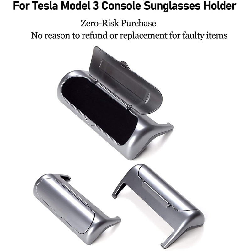 [New]2PCS Car Sunglasses Holder for Tesla el 3/ el Y Accessories, Sunglasses Case Glasses Holder Storage Box (Sier)