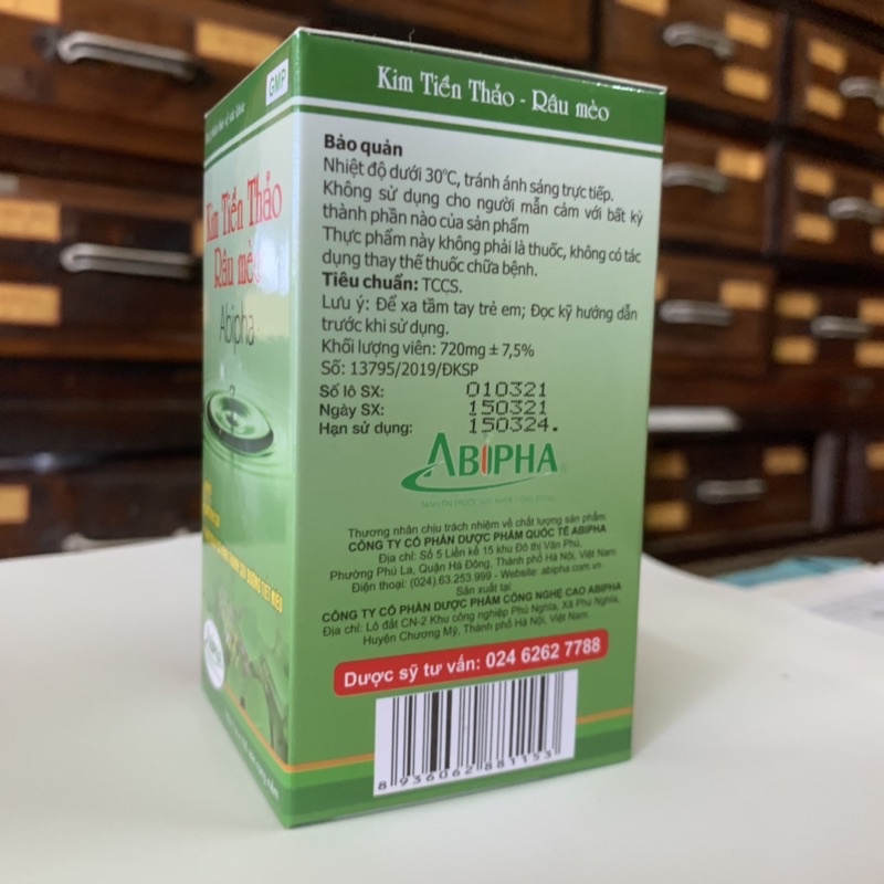 Kim tiền thảo râu mèo - abipha - tiểu bí, khó tiểu, sỏi thận, sỏi bàng quang, sỏi mật, sỏi niệu quản 100 viên