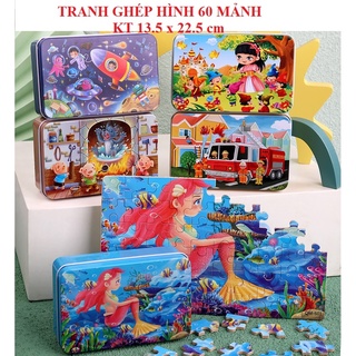 Tranh ghép hình 60 mảnh hộp thiếc/ tranh xếp hình cho bé/ tranh ghép gỗ / jigsaw puzzle / ghép hình cho bé