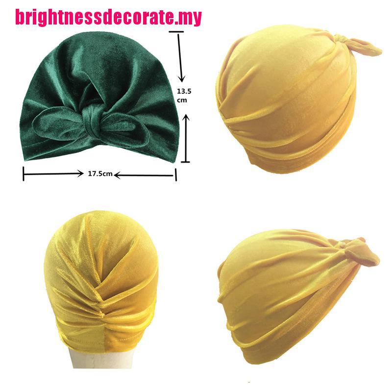 Mũ Turban Vải Nhung Vành Rộng Co Giãn Thời Trang Mùa Đông Mới Cho Bé Gái