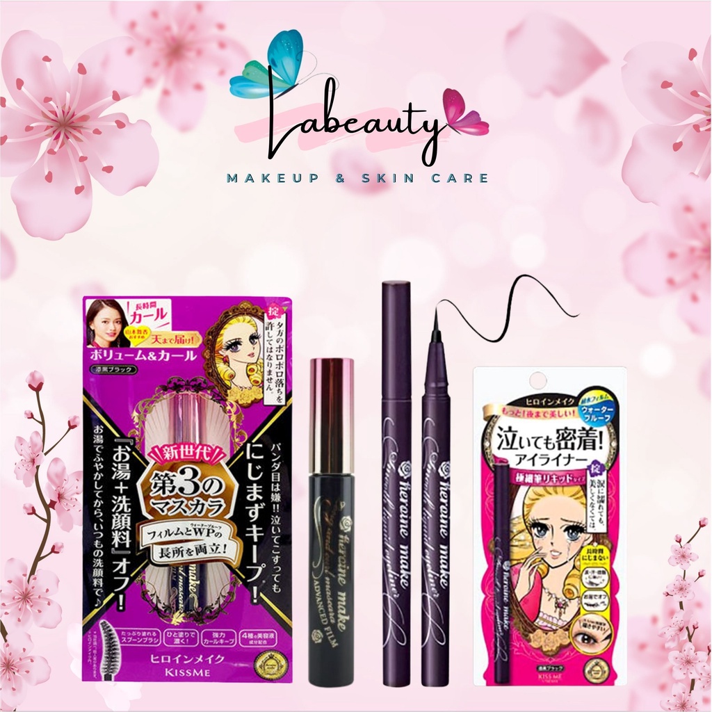 Mascara Kiss Me Nhật Bản siêu dài, dày, cong mi, Kẻ Mắt Kiss Me Heroin nét manhe chống nước