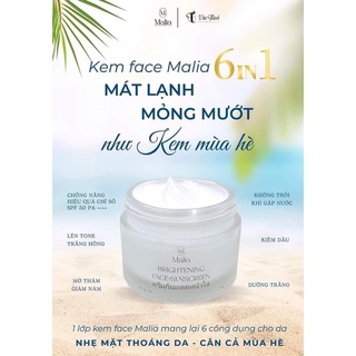 Kem face chống nắng malia spf 50 pa++++ dạng kem 50gr