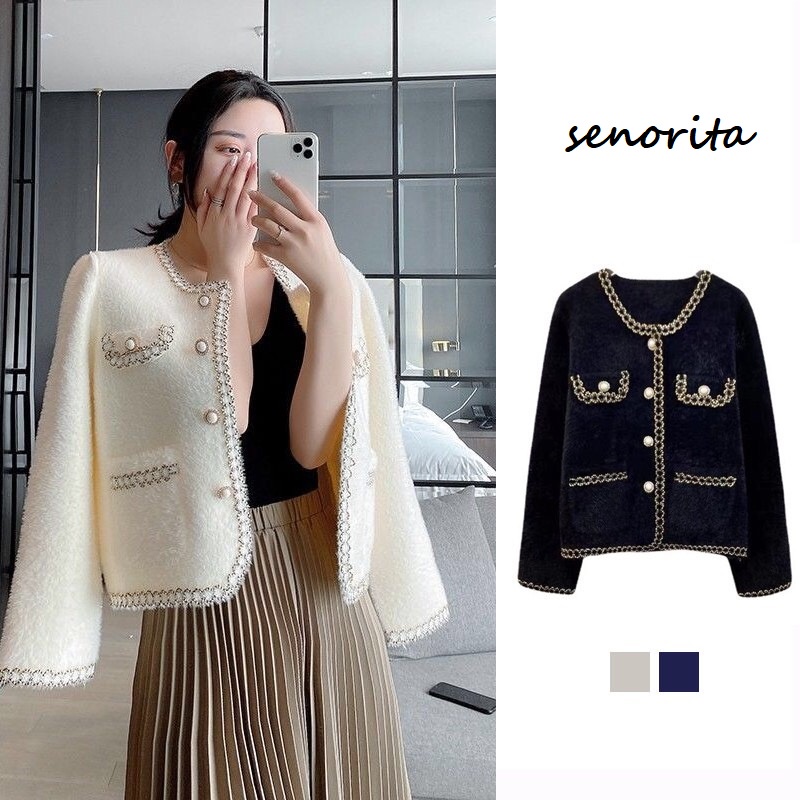 Áo Dạ Twed Nữ Khuy Ngọc Siêu Sang Chảnh - Áo Khoác Len Lông Thỏ Phối Viền Nữ Hàng Quảng Châu Cao Cấp Loại 1 - A501