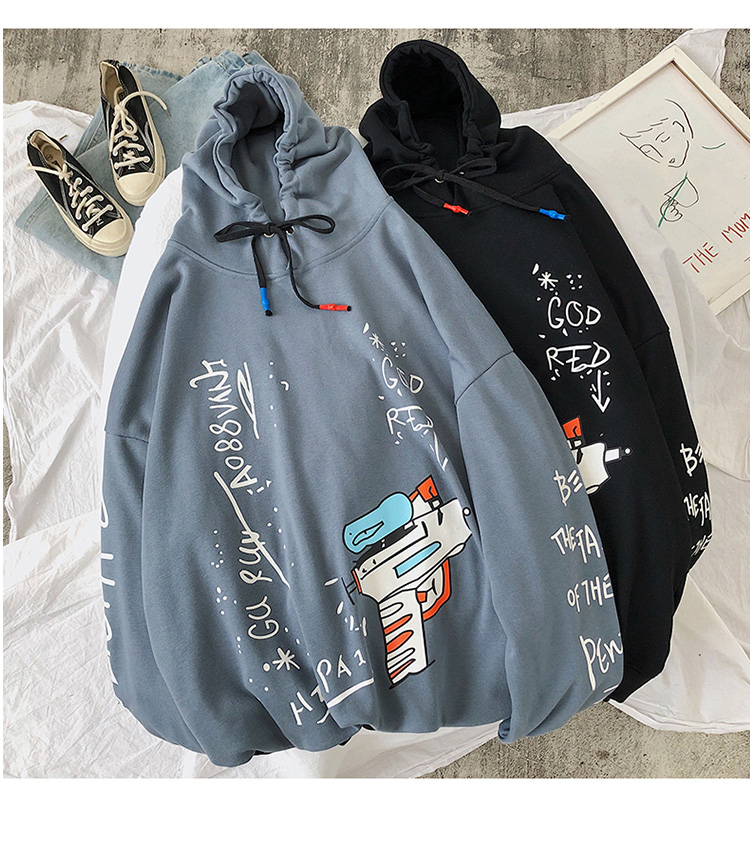 Áo hoodie phong cách unisex dài tay in hình hoạt hình thời trang thu đông với 4 màu tùy chọn thời trang nam