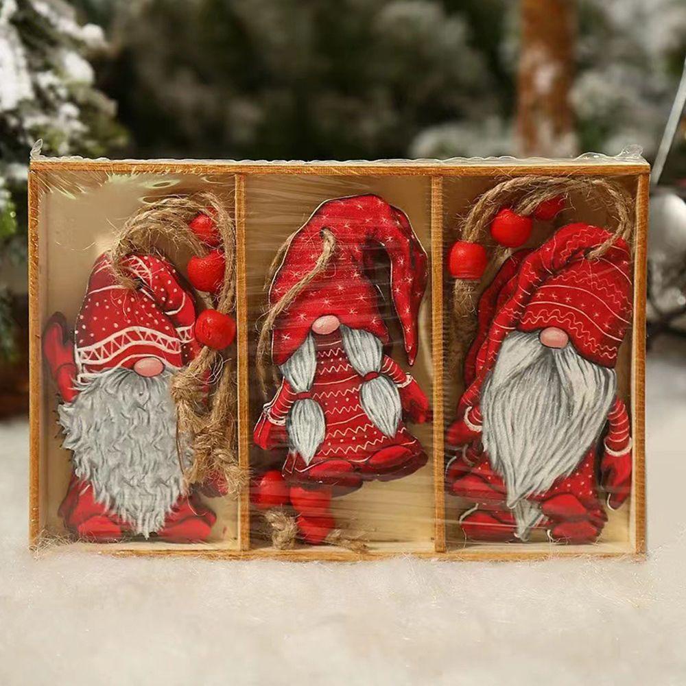 Set 9 Mặt Dây Chuyền Gỗ Hình Khu Rừng Trang Trí Giáng Sinh