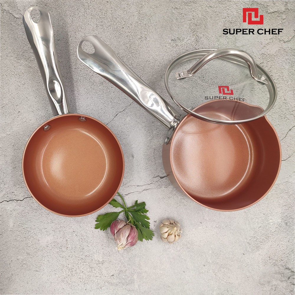 BỘ NỒI CHẢO CHỐNG DÍNH CERAMIC NHỎ NẤU CHÁO CHO BÉ SUPER CHEF