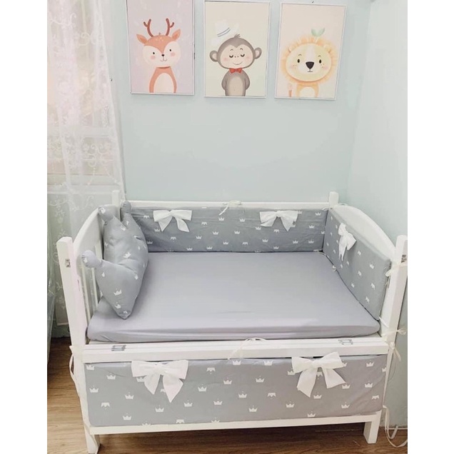 Quây ga thiết kế cho nôi cũi, chất cotton lụa cao cấp