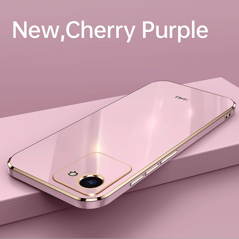 Ốp Điện Thoại Silicon Vuông Mạ Màu Chống Sốc Bảo Vệ Camera Cho Realme C30 C30S Narzo 50i Narzo50i Prime