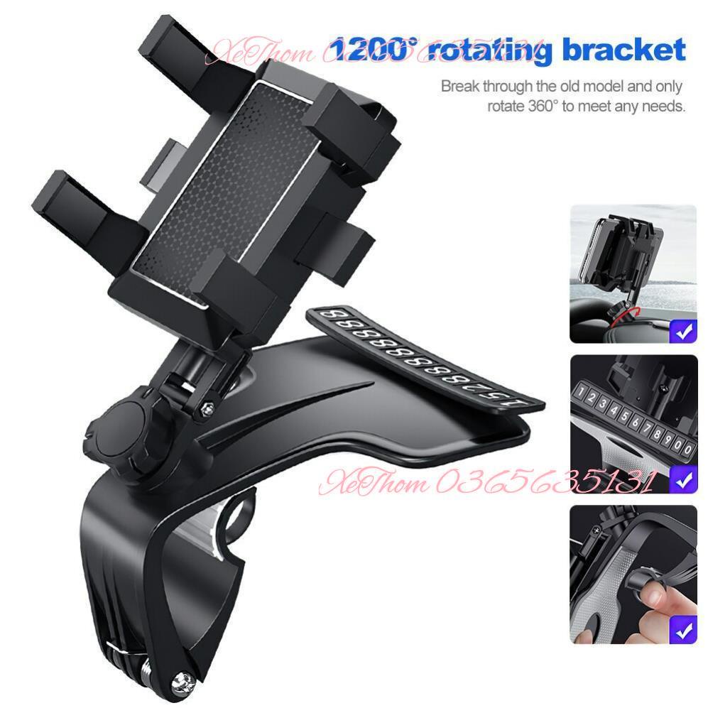 Giá đỡ điện thoại ô tô Car phone holder kẹp trên xe hơi xoay 360 độ chống rung treo đa điểm trên taplo, gương chiếu hậu