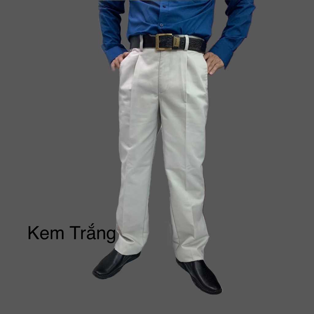 Quần kaki nam trung niên ống suông xếp ly sang trọng trang nhã - Xưởng may Phúc Hằng