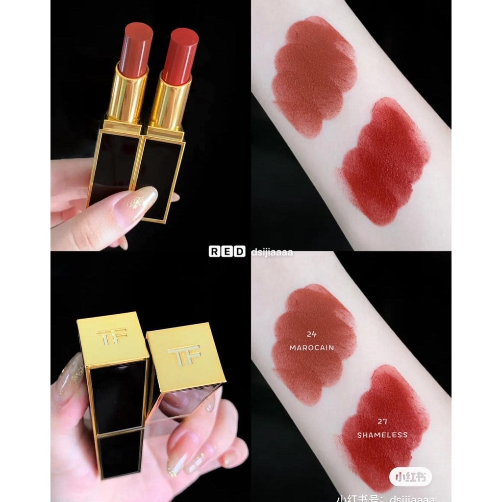 Son TOMFORD TOM FORD lip color satin matte màu 24 Marocain &amp; 27 Shameless