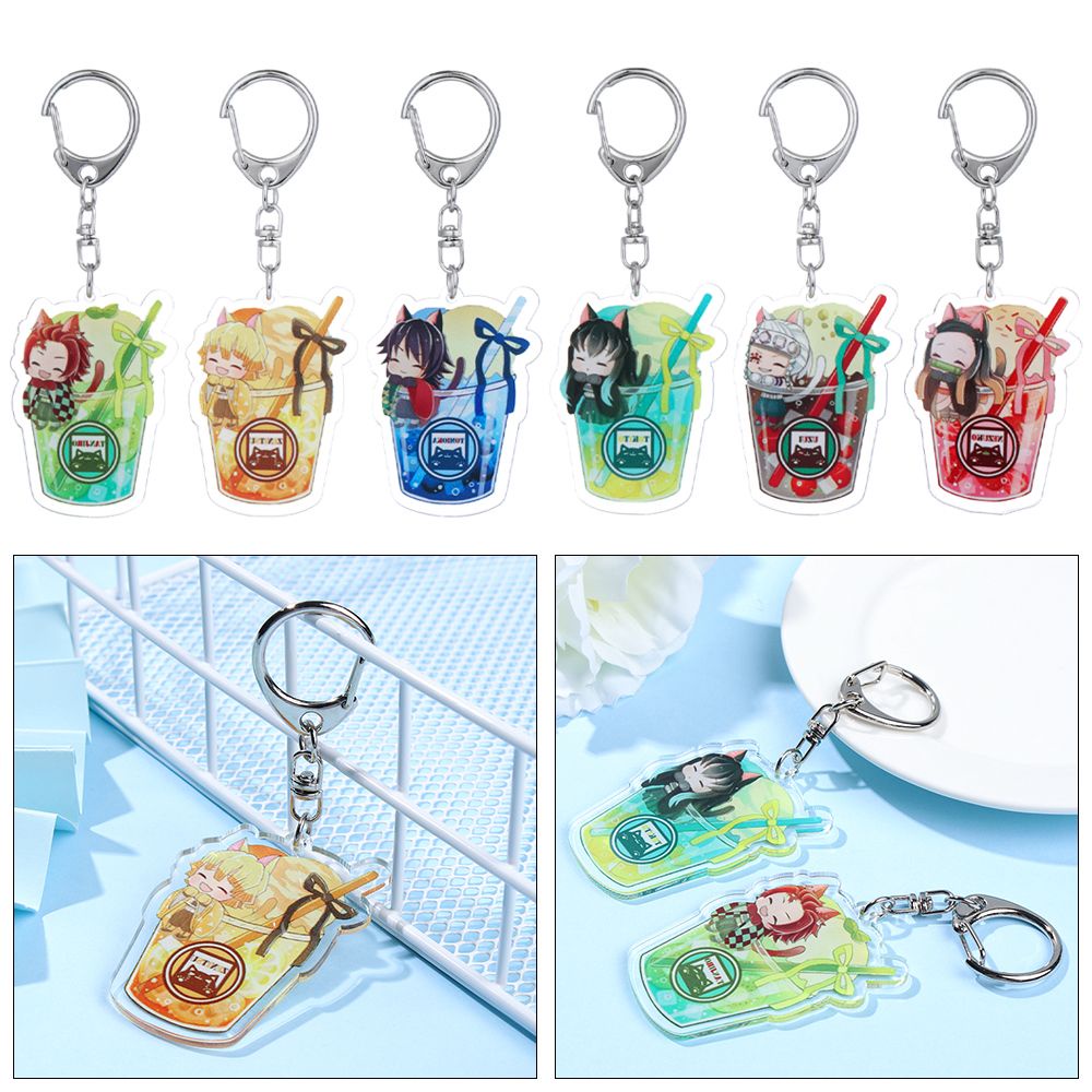 Móc khóa bằng acrylic họa tiết thanh gươm diệt quỷ hoạt hình dễ thương