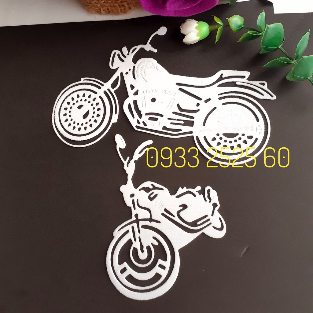 2 xe máy / xe mô tô bằng xốp, 2 mẫu - Hình trang trí thiệp, scrapbook, bookmark - xốp mầm non - giấy thủ công - khuôn