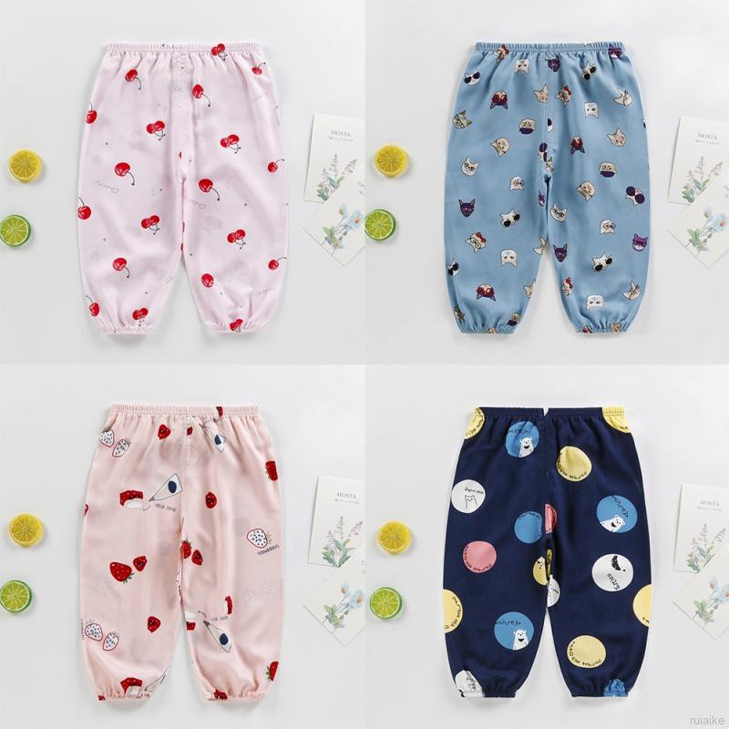 ruiaike  Summer Kids Anti-mosquito Pants Baby Lanterns Small Cotton Silk Trousers Breathable Air-conditioning Pants