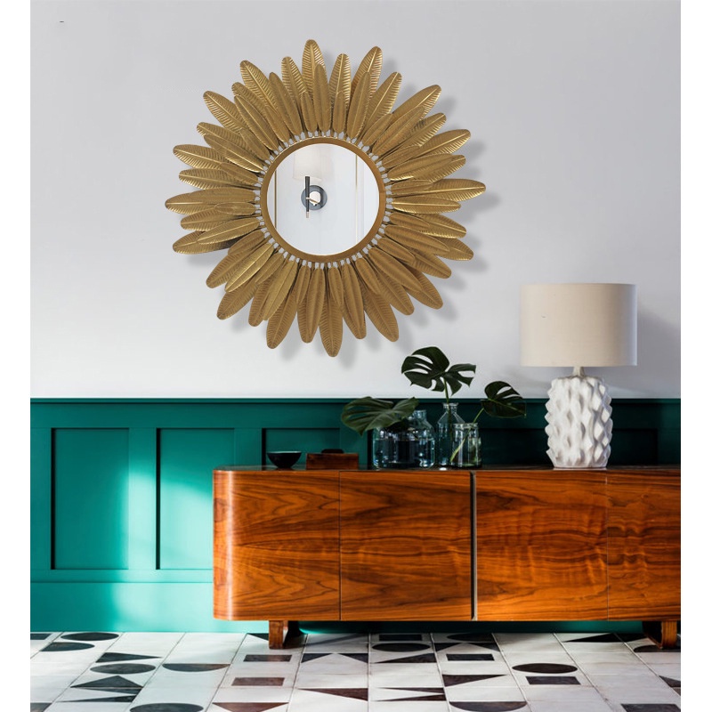 Gương Treo Tường Nghệ Thuật , Gương Decor Trang Trí Mặt Trời Vàng ,Mã G001