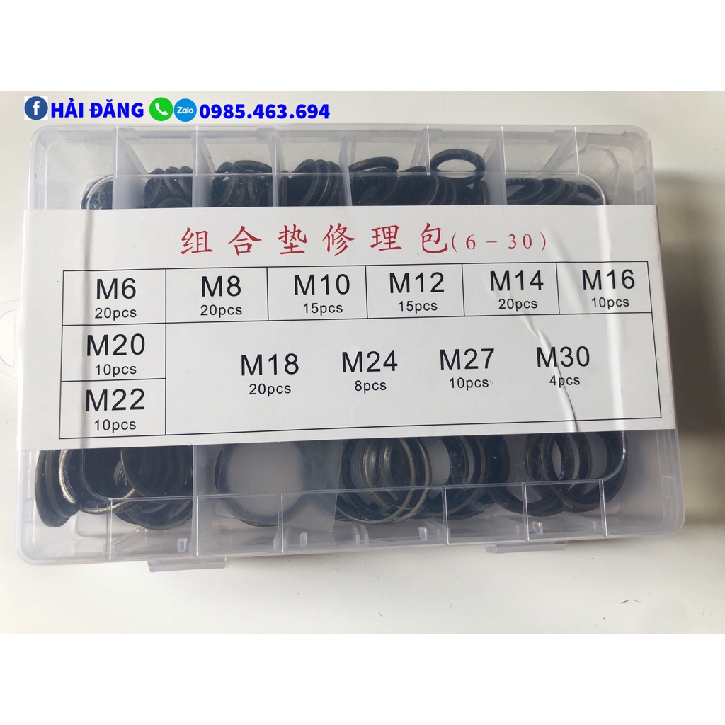 Hộp long đền thép lõi cao su 162 chi tiết