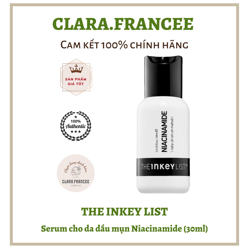[BILL PHÁP] Tinh chất cho da dầu mụn The Inkey List Niacinamide (30ml)