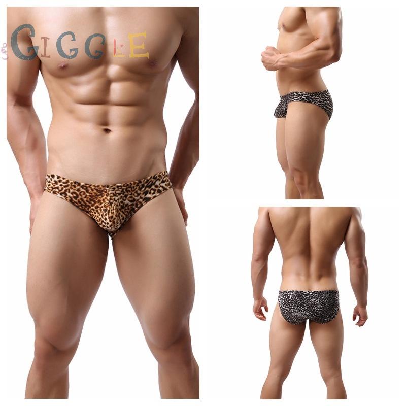 1pcs Men Sexy Underwears Leopard Printed Briefs Low Rise Breathable Underpants