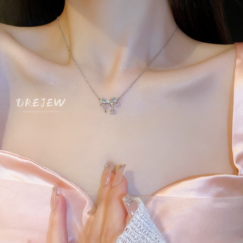 DREJEW Dây chuyền mặt hình bướm đính đá zircon phong cách thời trang đơn giản dễ phối đồ
