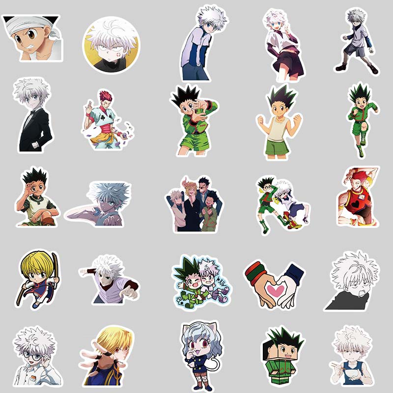 Bộ 50 Sticker Anime Hunter x Hunter Thợ săn Hình dán chống nước bền màu dùng trang trí decor Tinami HUNTER004004