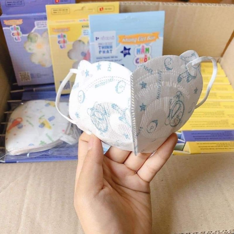 Túi 10 khẩu trang gấu trẻ em chống bụi siêu xinh cho bé
