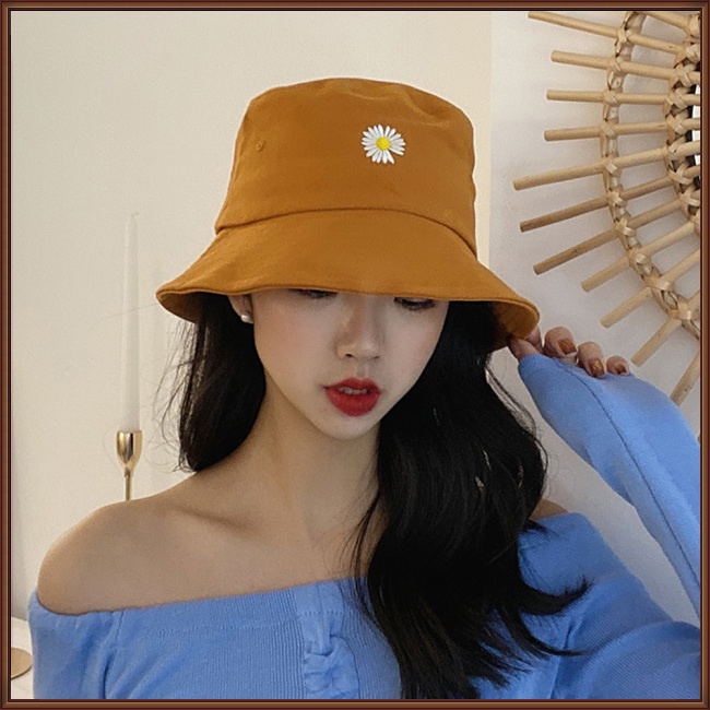 Mũ Tai Bèo Chống Nắng Thêu Họa Tiết Hoa Cúc Thời Trang Đi Biển Cho Nam Và Nữ