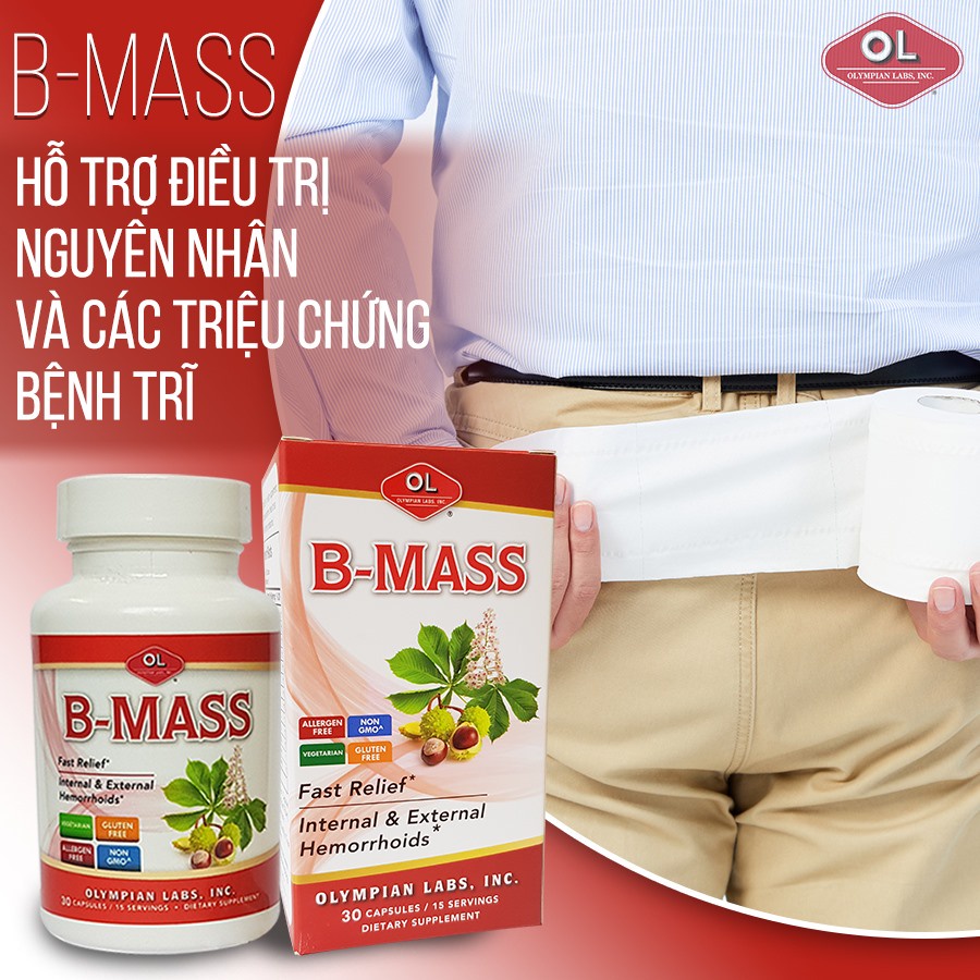 Viên uống B-Mass giảm trĩ táo bón từ thảo dược Lọ 30 viên - NT091
