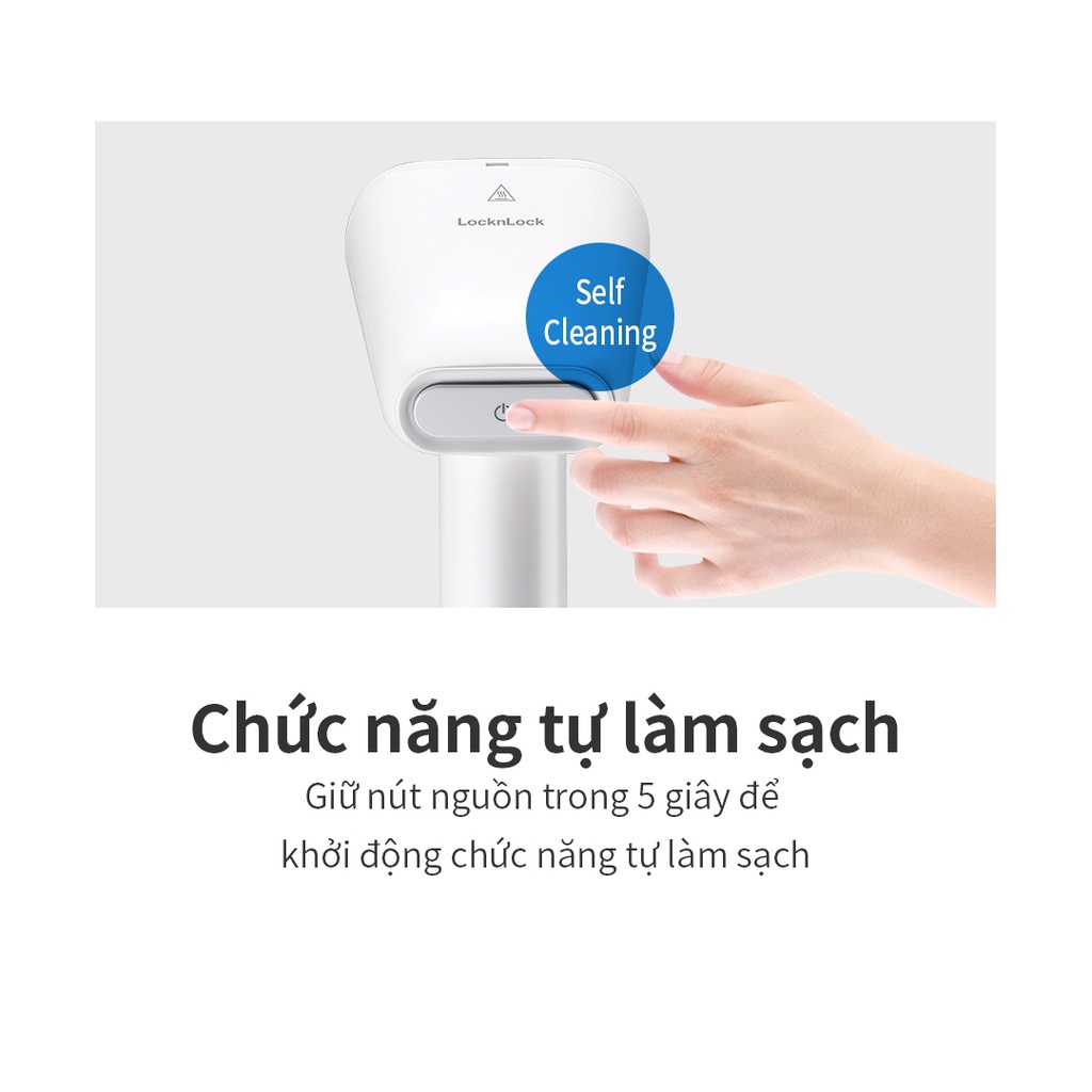 Bàn là bàn ủi hơi nước LocknLock ENI223WHT ENI223 - Hàng Chính Hãng , làm nóng nhanh trong 30s , mặt là phủ sứ - K-MALL